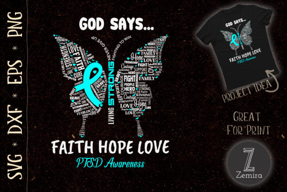 Butterfly Faith Hope Love PTSD Awareness Design Review